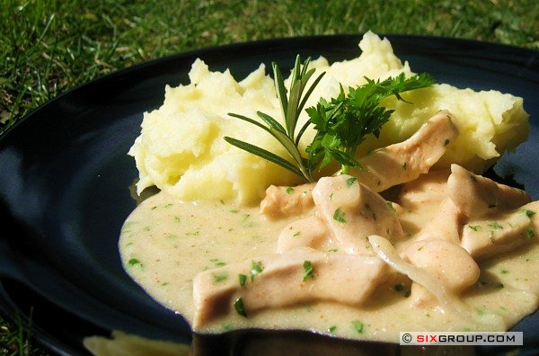 Putenschnitzel mit Kräutersoße