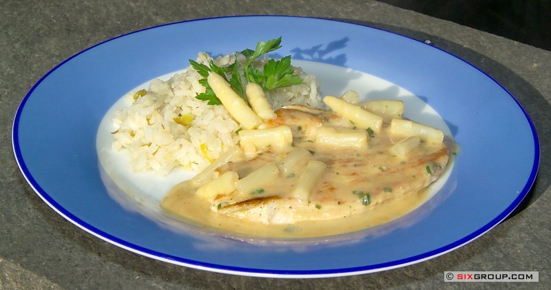 Schnitzel mit Spargelsauce